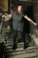 Anna Secret Poet in the creepy stairwell